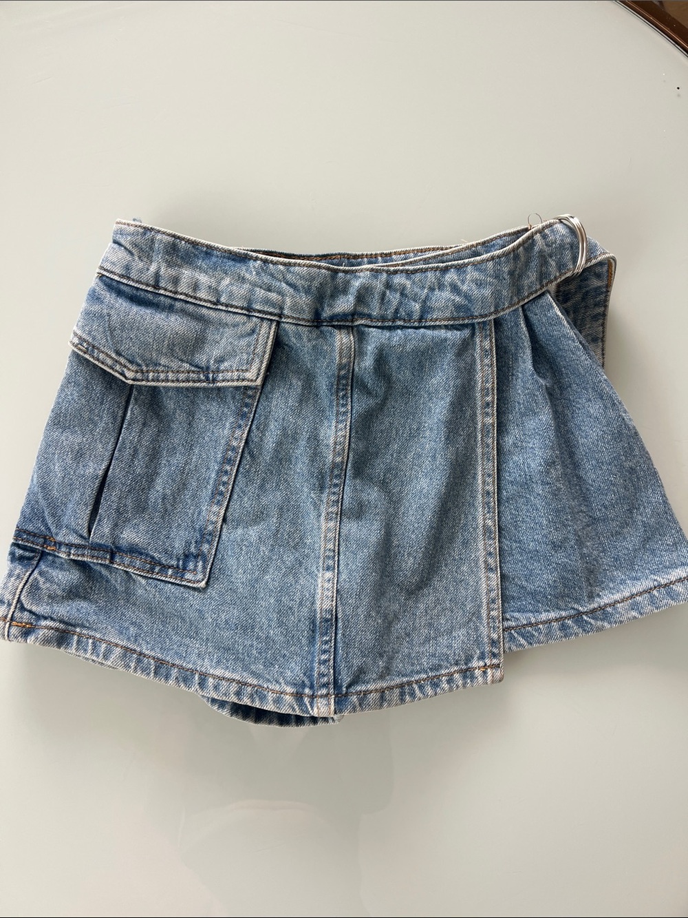 Zara Light Blue Denim Skort with Belt Loop Detail